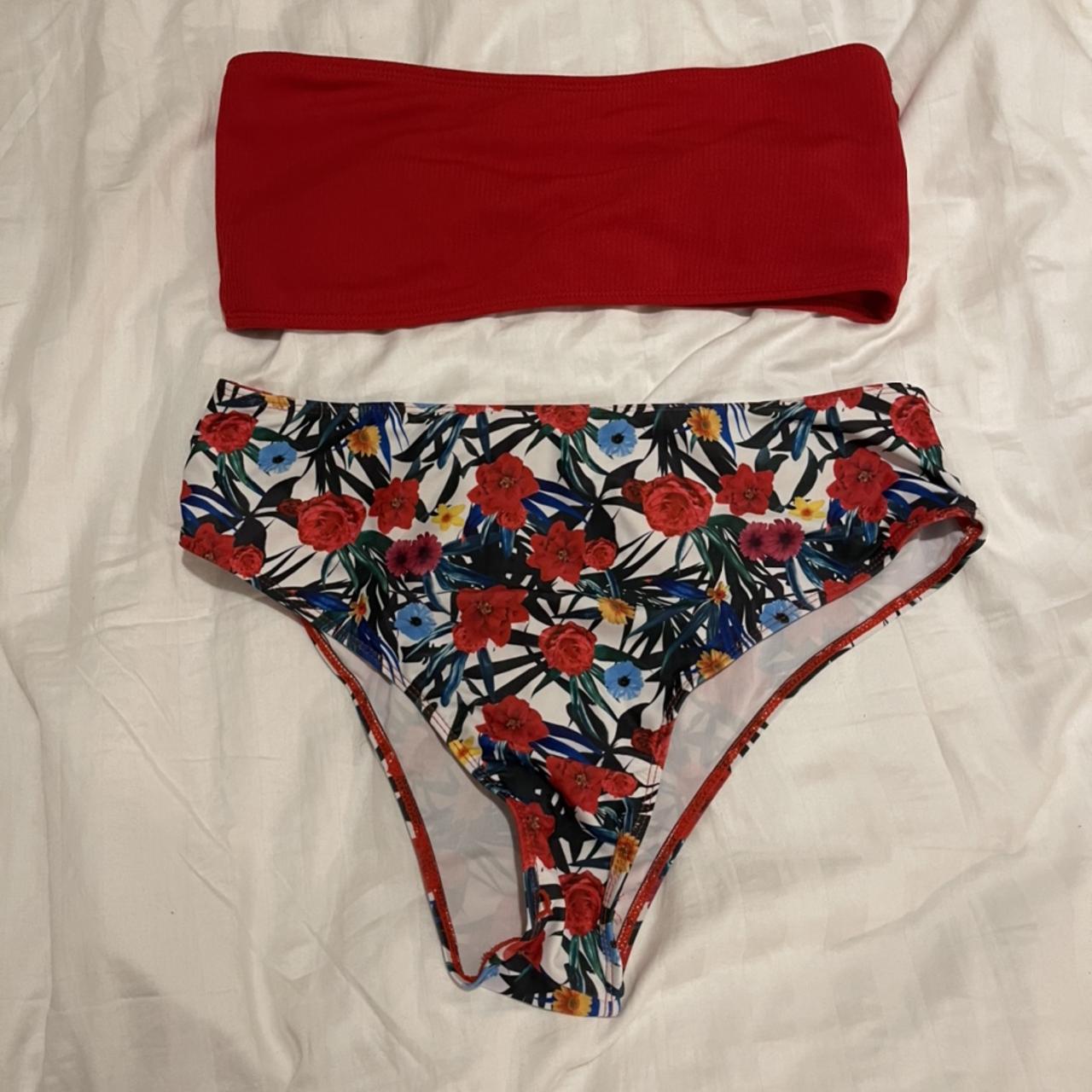Shein bikini red floral bikini size large would fit... Depop
