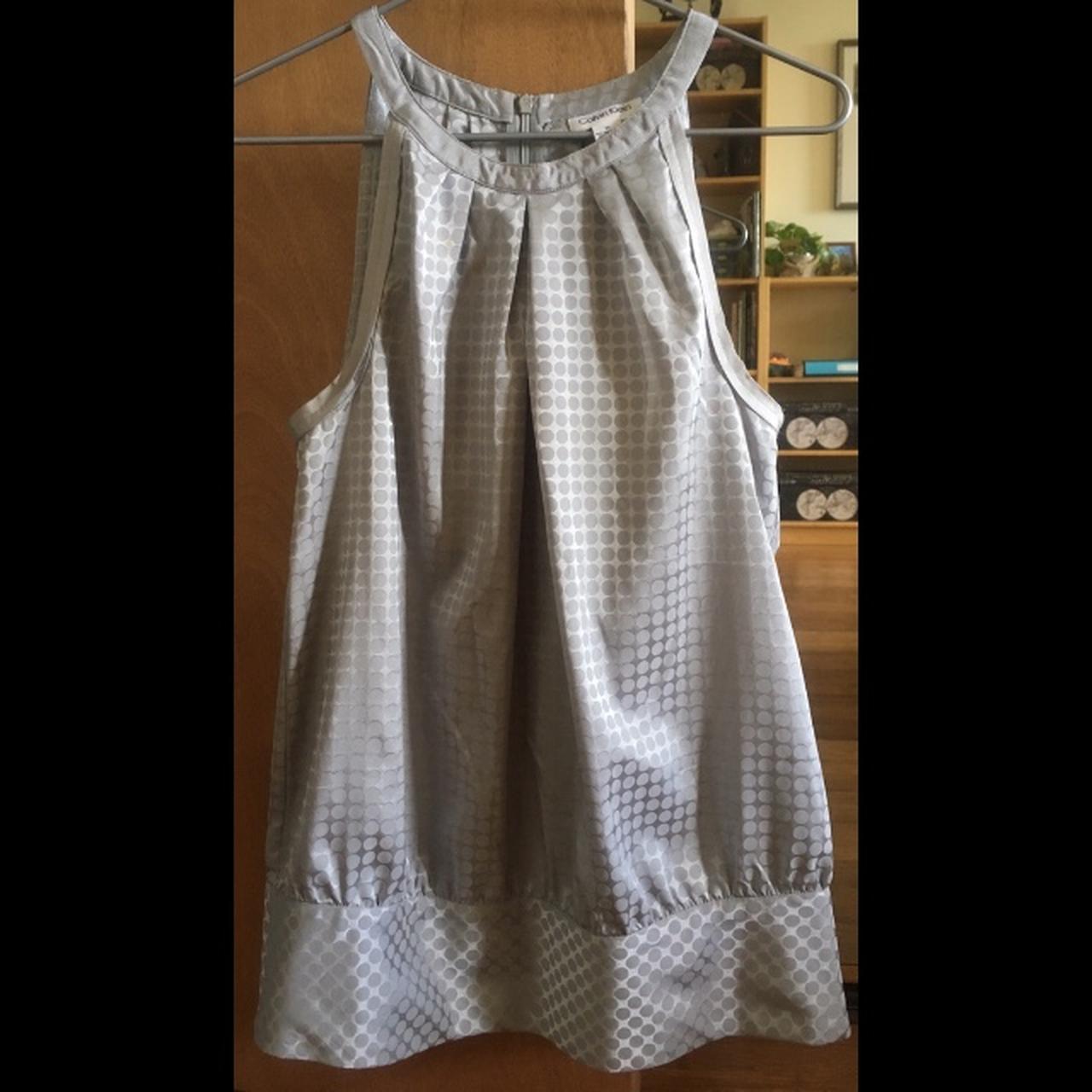 Calvin Klein Silvery Polka Dot Halter Top... - Depop