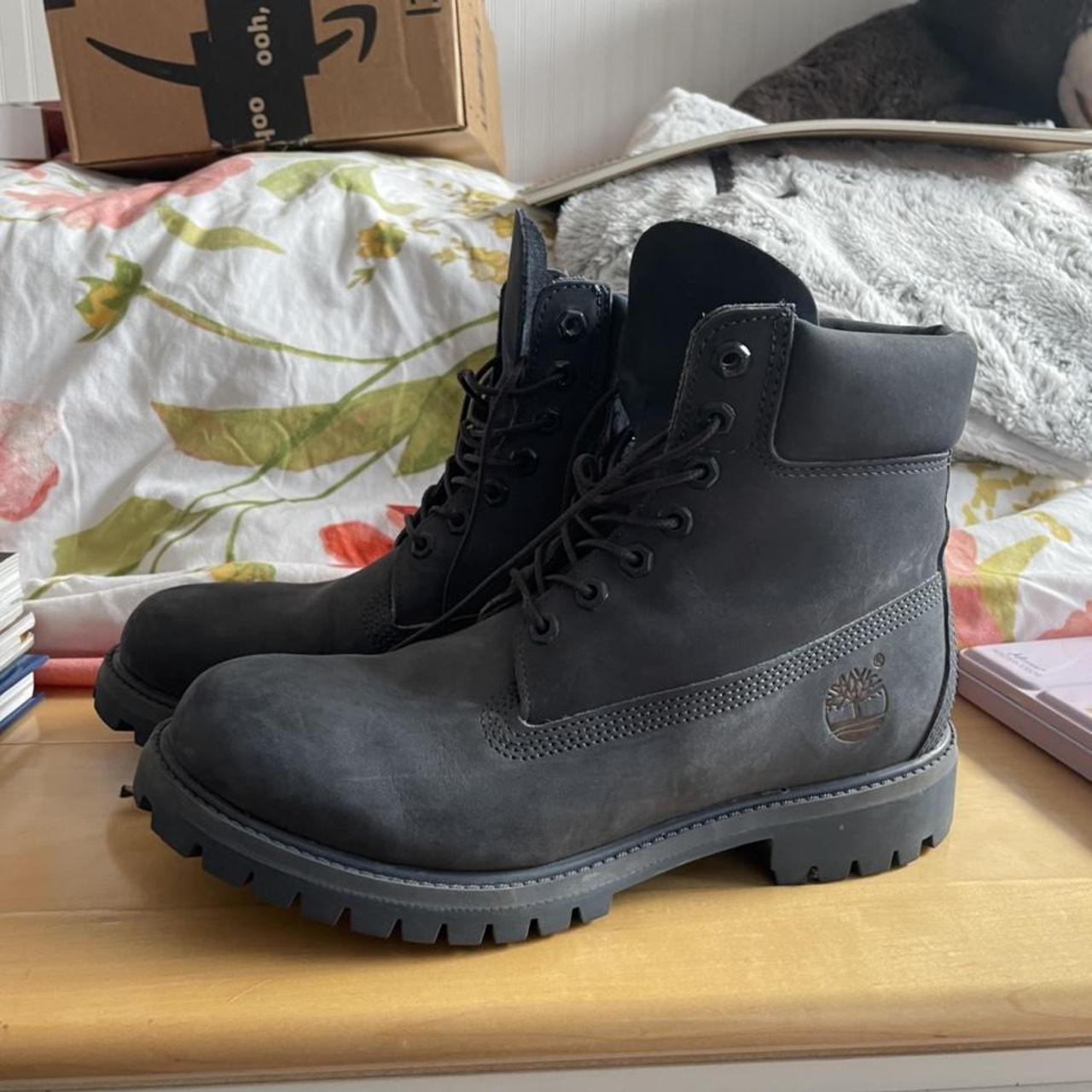 Steel grey/ blue timberland boots! Super warm and... - Depop