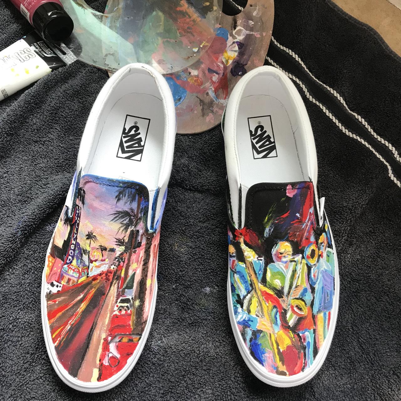 Just curious what you all think about my most recent custom painted shoes.  100% drawn on freehand, painted with acrylics. : r/Vans
