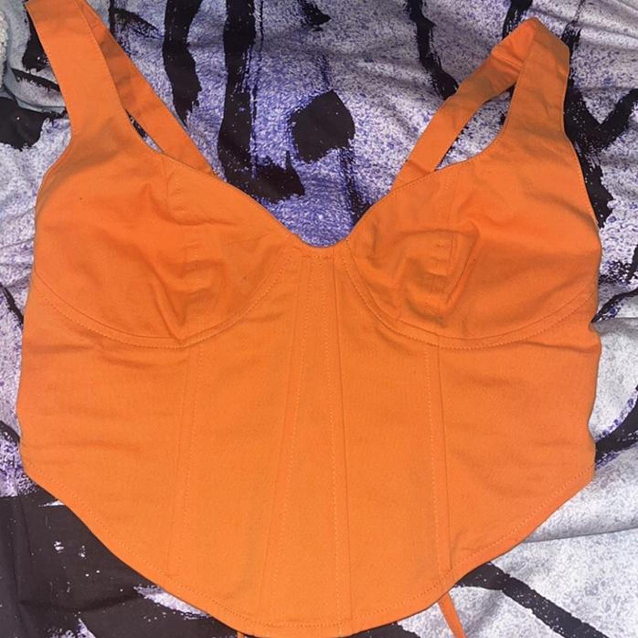 Glassons Orange V Neck Curve Hem Corset Size 10 🤎 Depop 5345