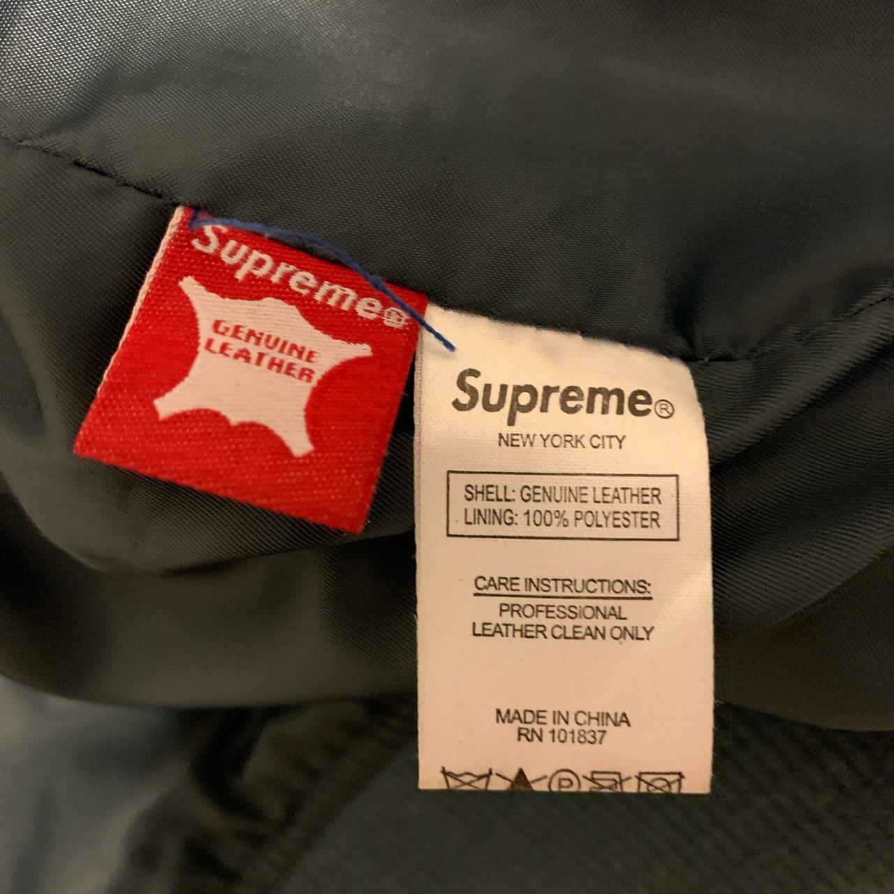 Supreme 2001 S-Wing Logo Leather Varsity Jacket - Depop