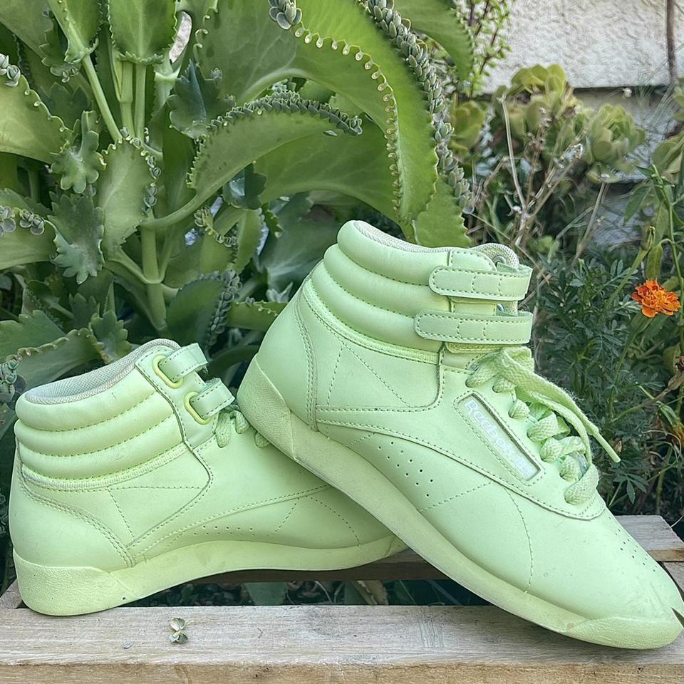 Lime green reebok freestyle high tops hotsell