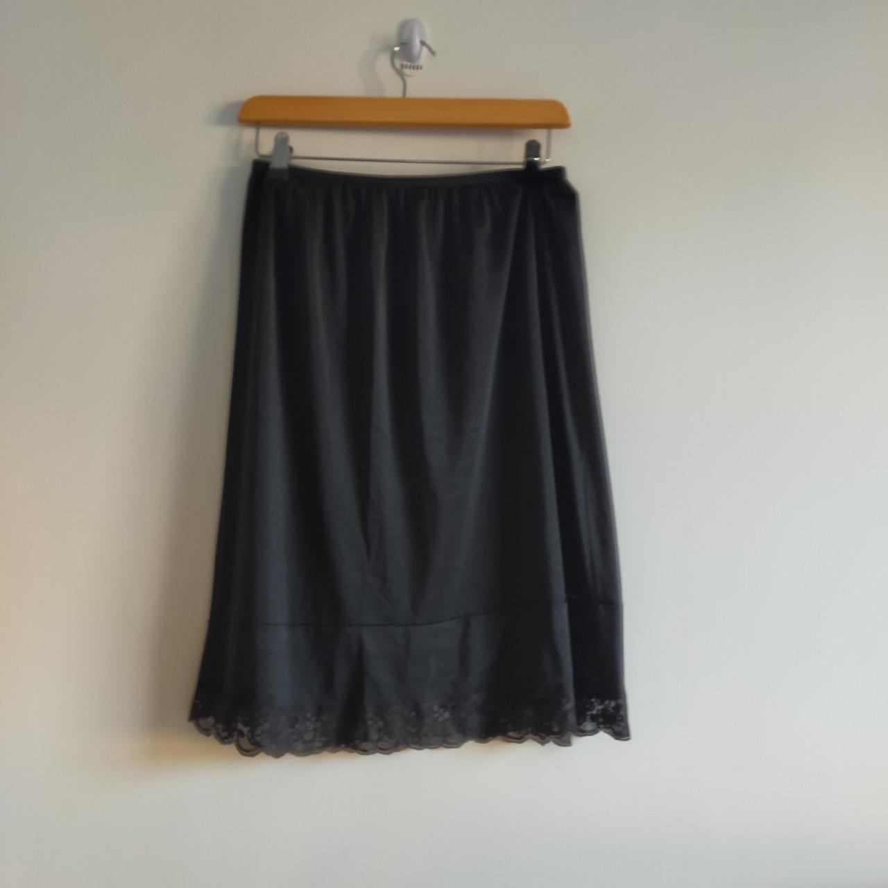 Vintage black slip skirt from old label Marks and... - Depop