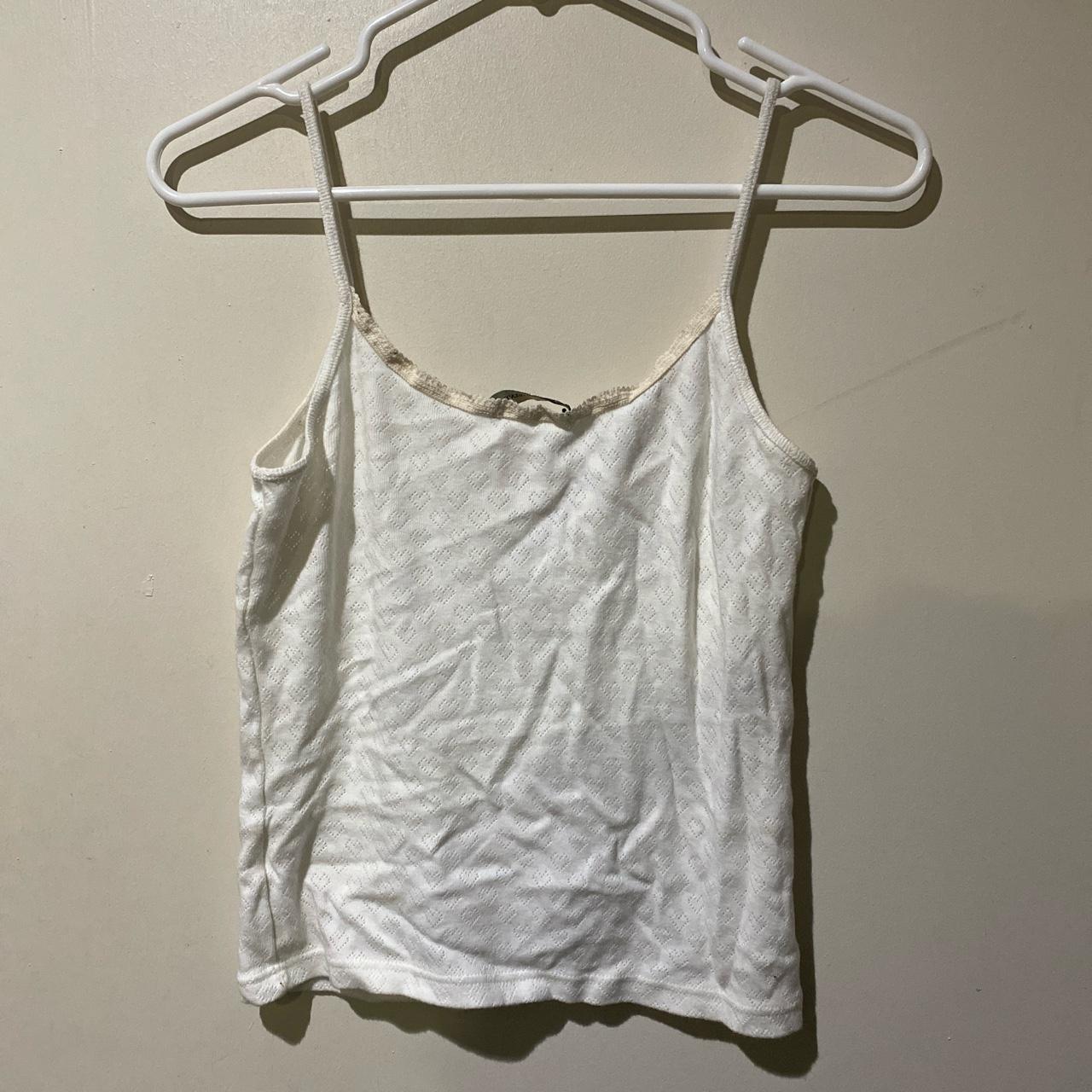 Rare brandy Melville heart eyelet lace cami White... - Depop