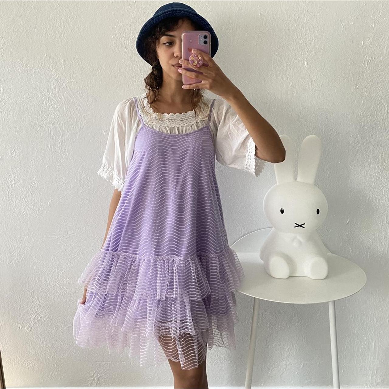 stunning lilac babydoll dress in perfect new with... - Depop