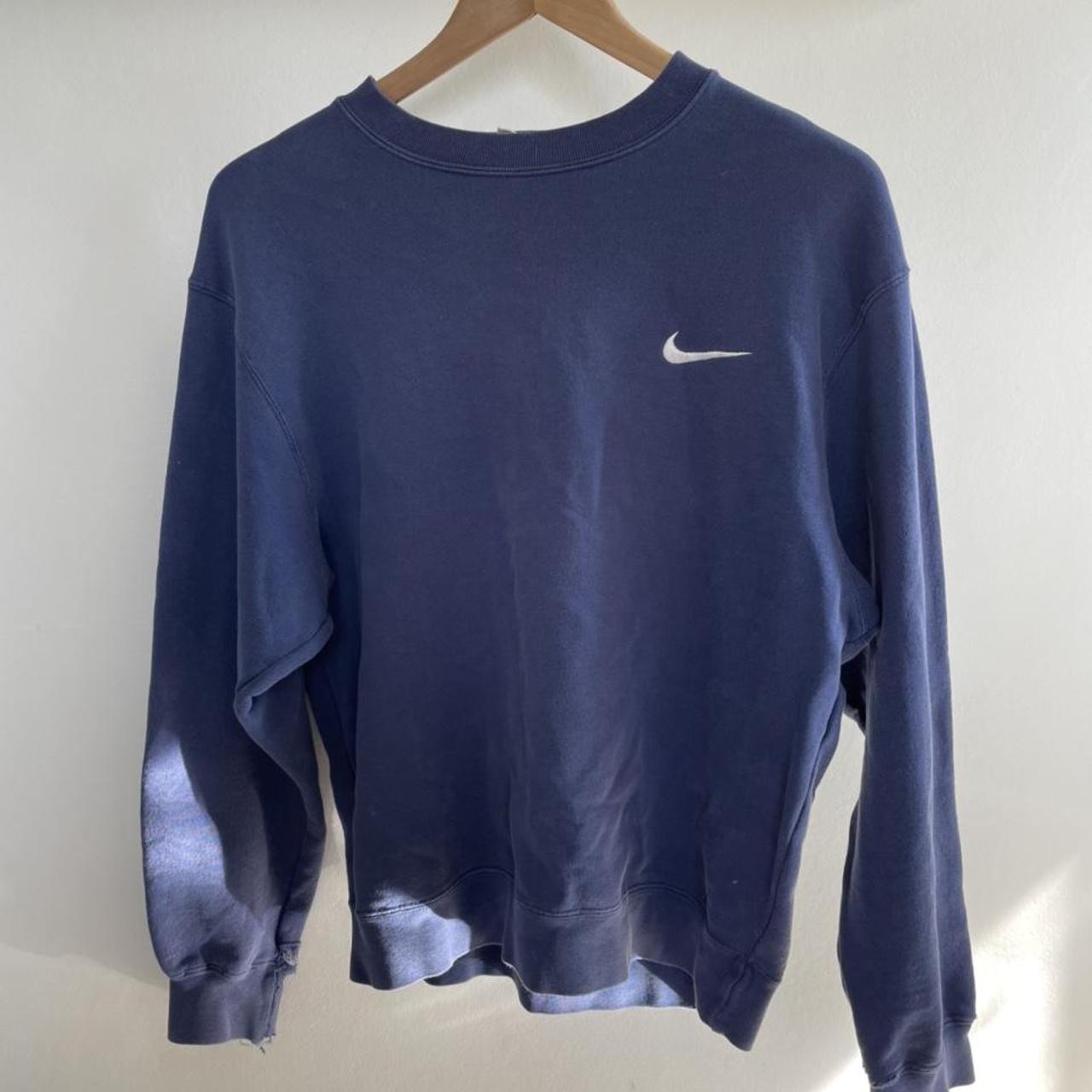 blue nike tick jumper, real with label on inside.... - Depop