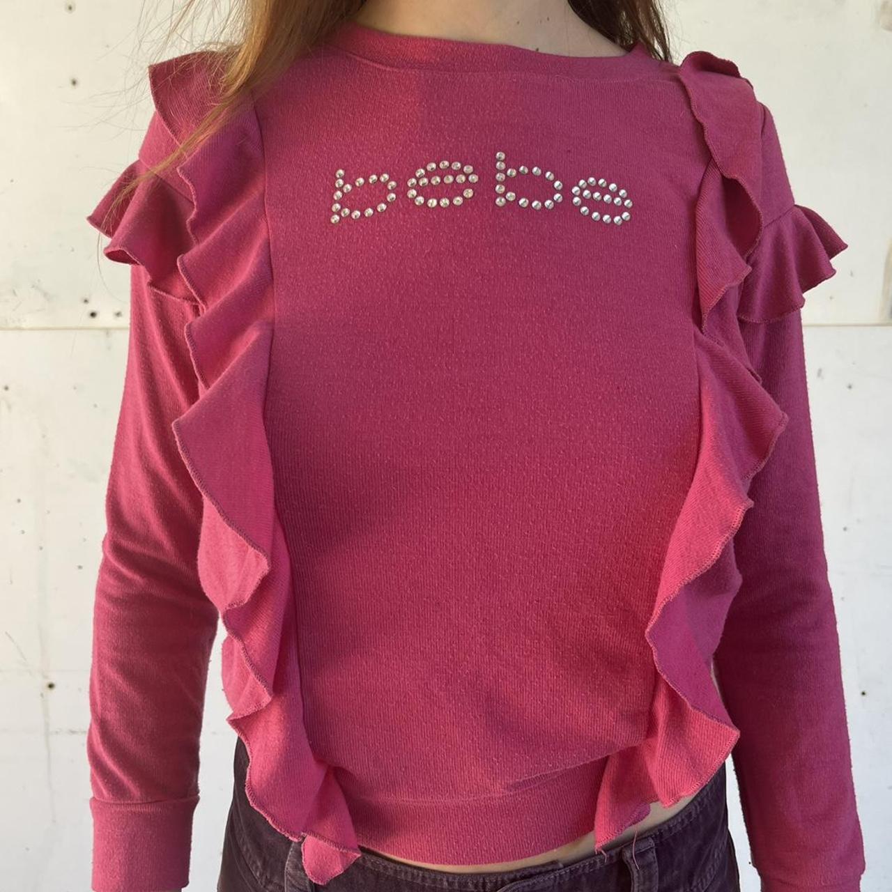 y2k pink bebe long sleeve top !! literally the most - Depop