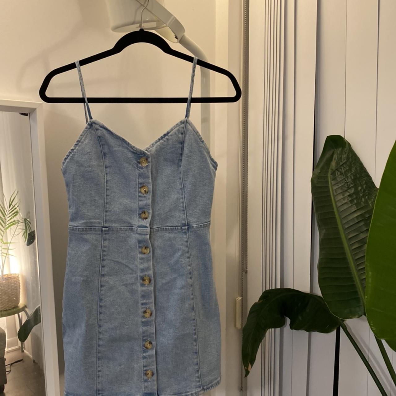 Zara Denim Button Down Dress Spaghetti Strap cheapest Shirt Dress Size Small