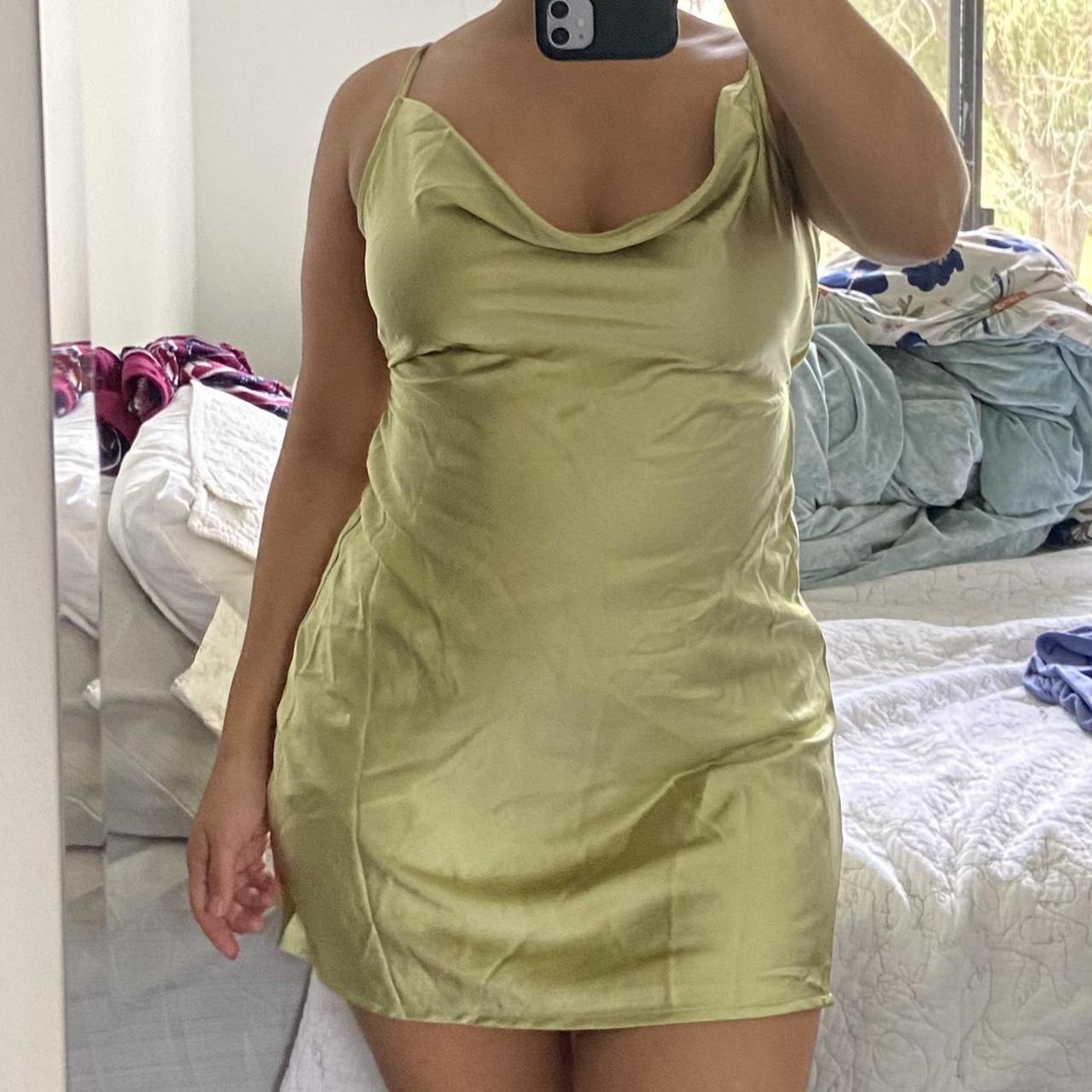 Motel Rocks Olive Green Satin Slip Dress Motel Rocks Lime Green