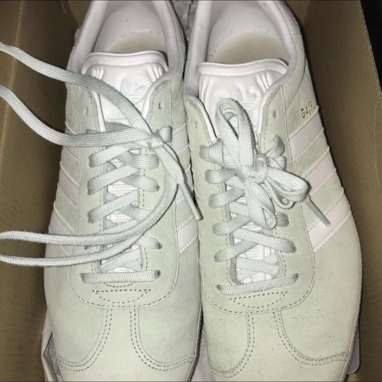 Women’s Adidas Gazelle Athletic Shoe Mint White... - Depop