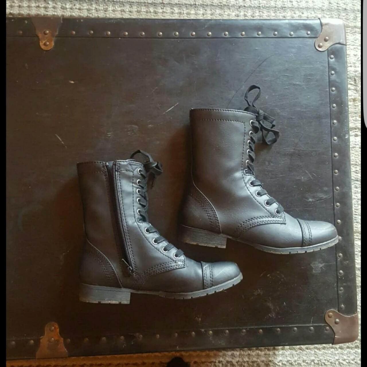 Black combat boots for sale. I wore them.for one... - Depop