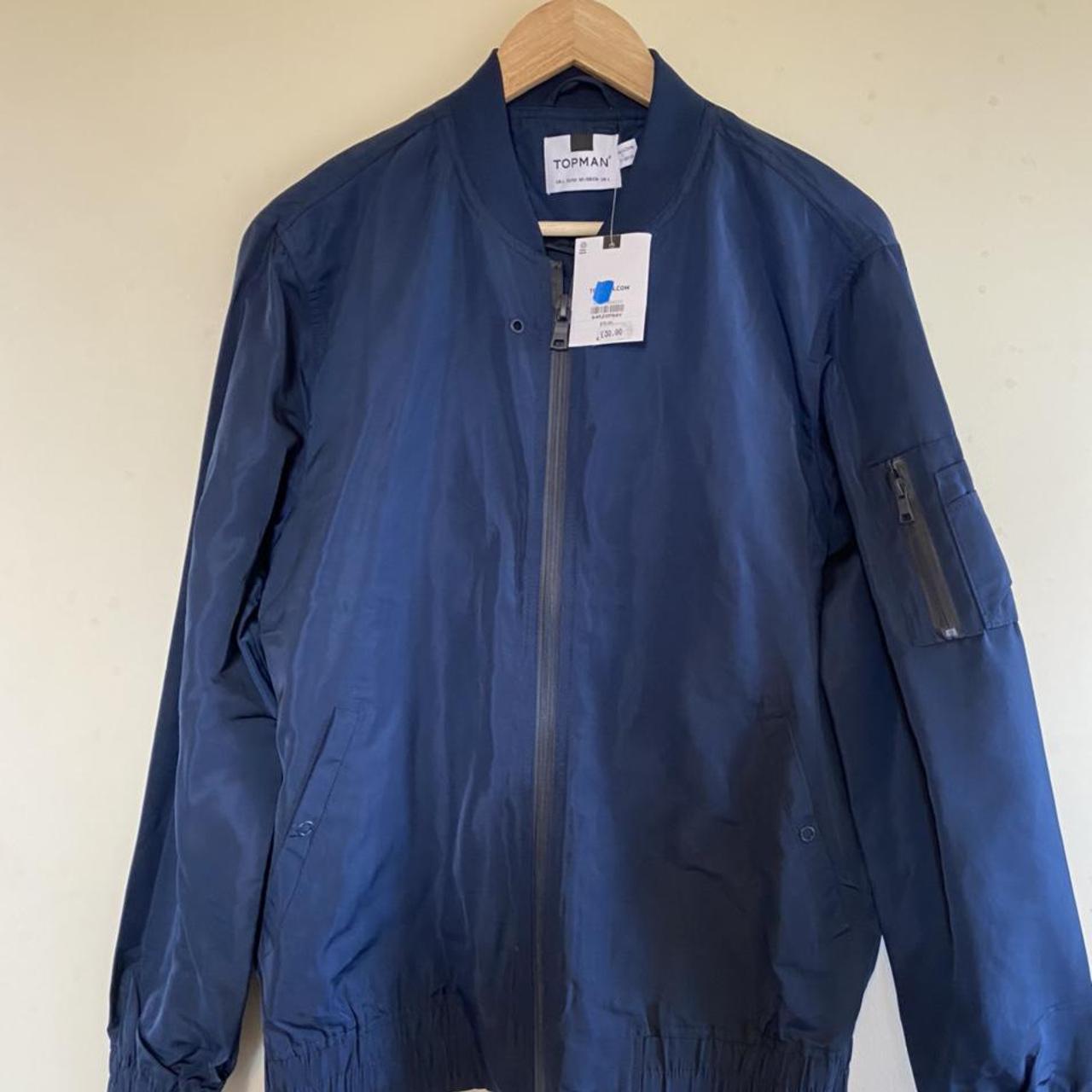 Large blue bomber jacket from Topman // never worn,... - Depop