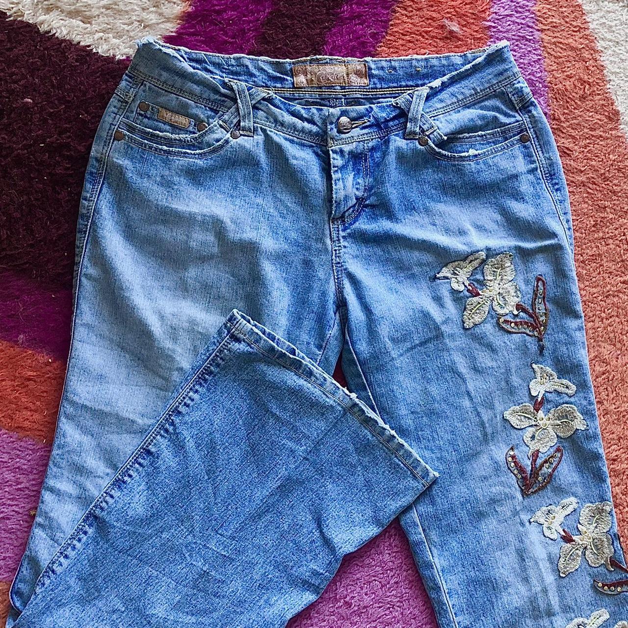 Vintage Candies Flare Jeans 🌸beautiful flower... - Depop