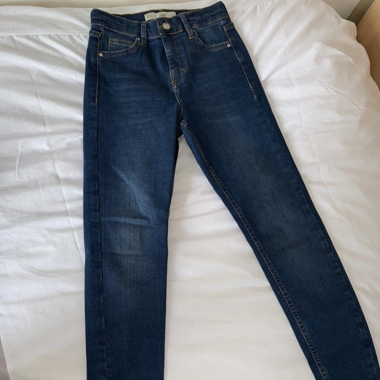 High waisted blue skinny jeans, excellent condition... - Depop