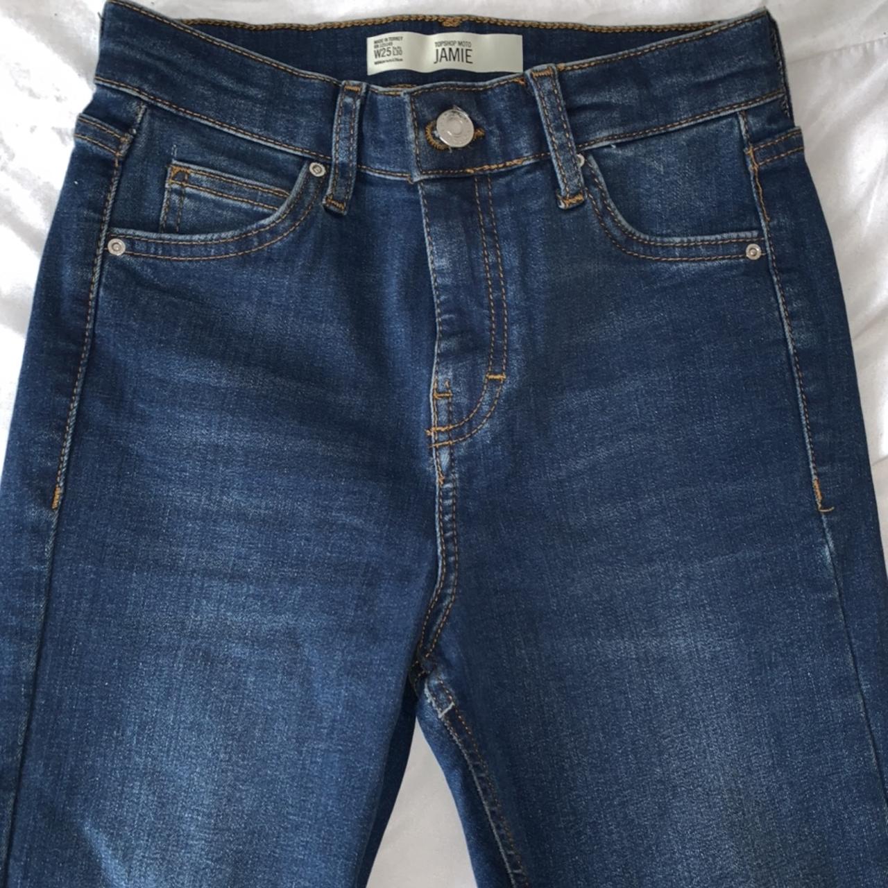 High waisted blue skinny jeans, excellent condition... - Depop
