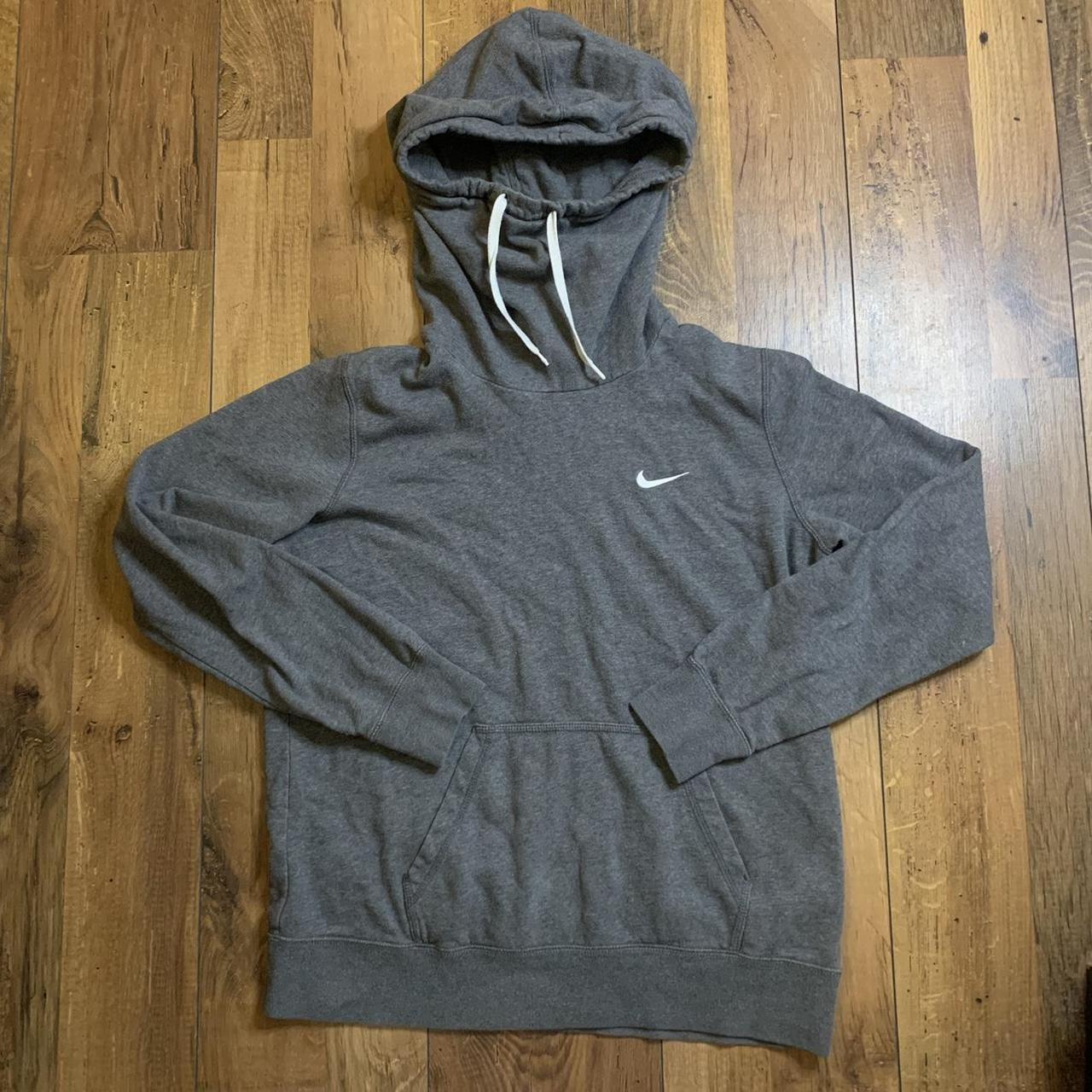 About- Nike athletic hoodie in grey, with white... - Depop