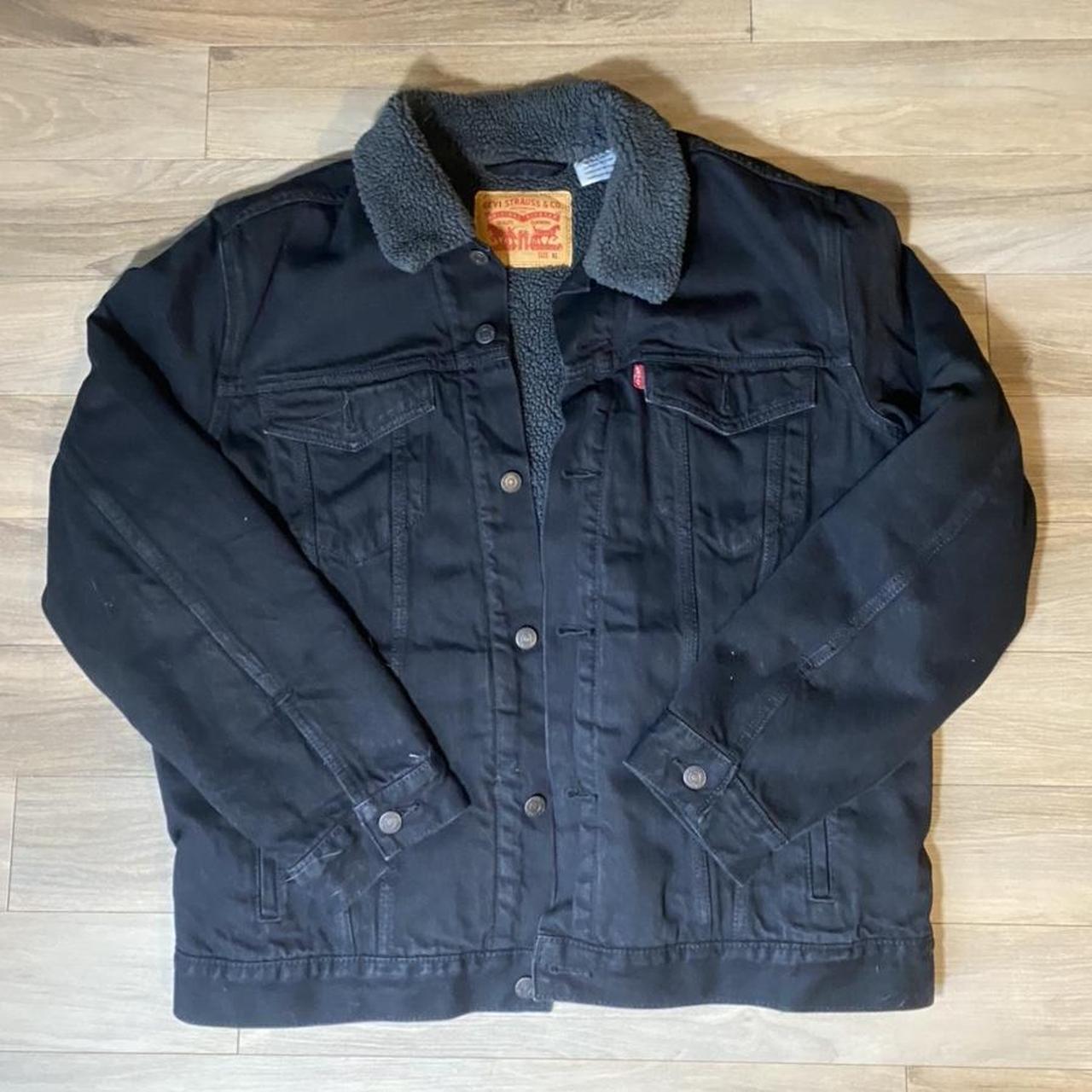 levis sherpa black denim jacket