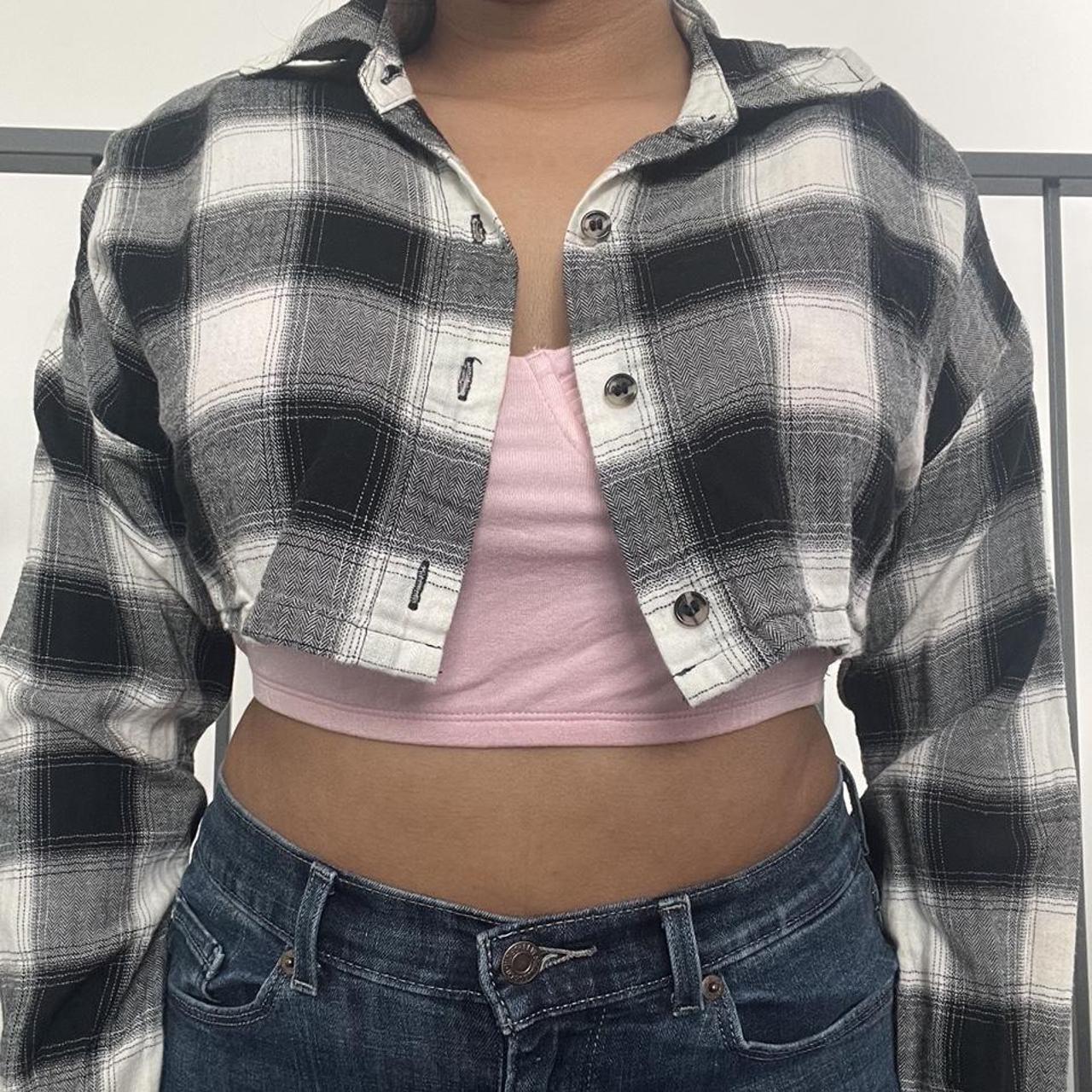 Forever 21 Cropped Flannel Perfect For Summer Worn A Depop