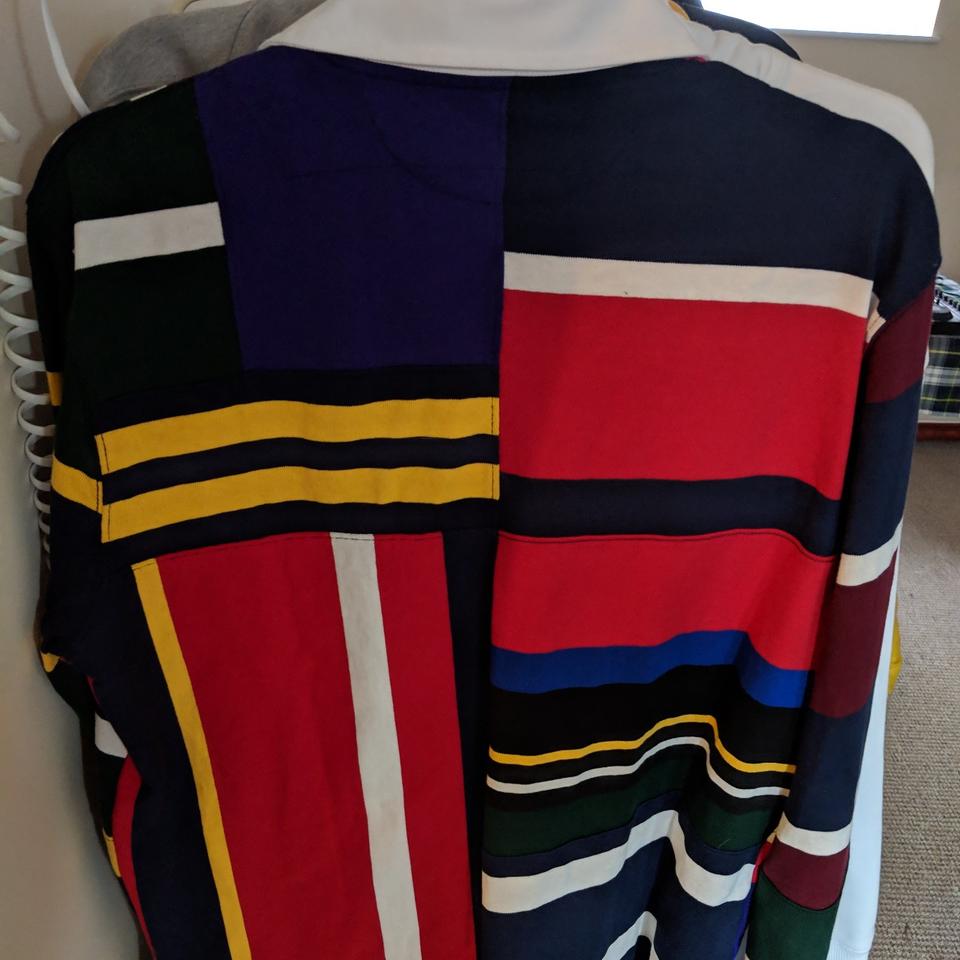 Palace X Polo Ralph Lauren Multi Colour Rugby Polo... - Depop