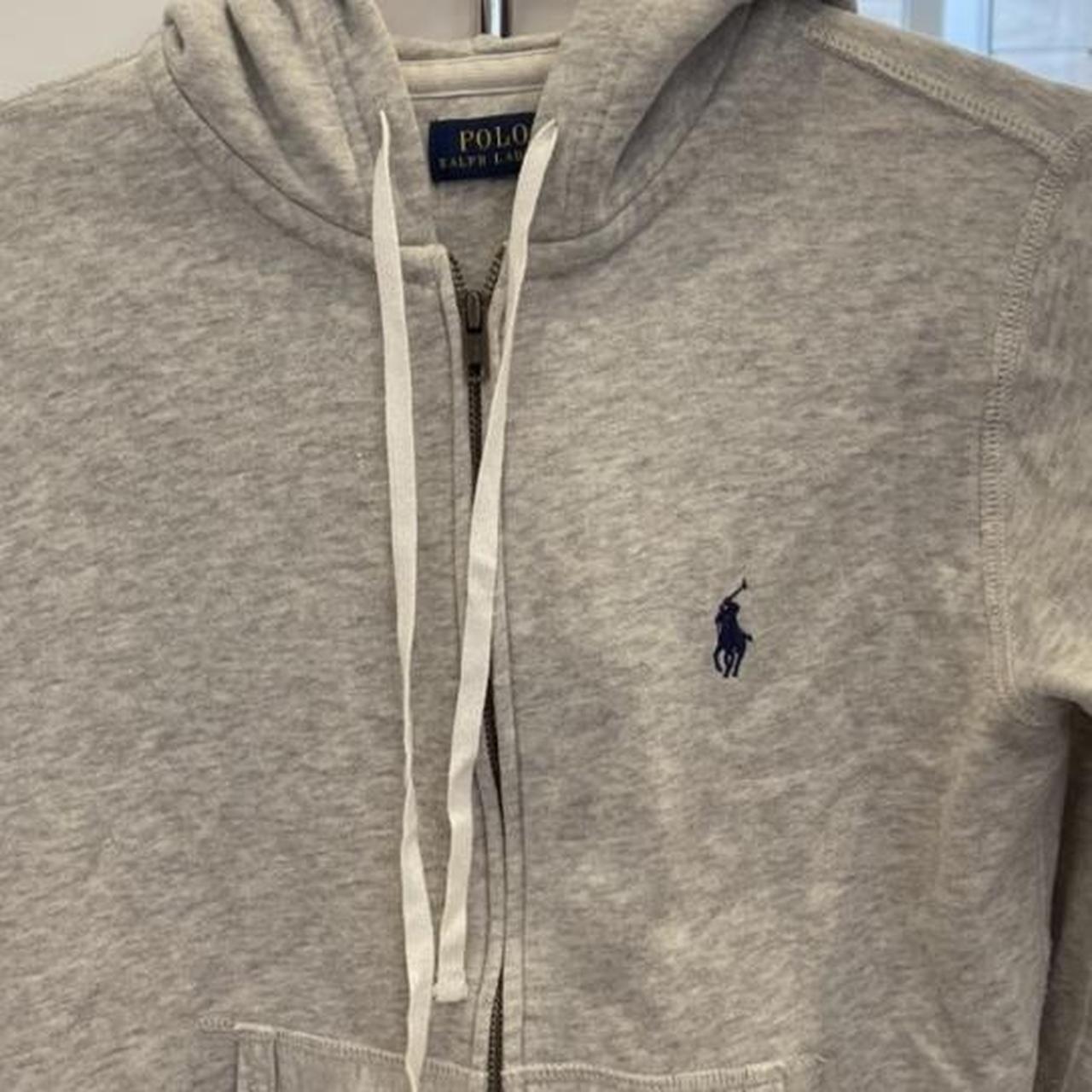 Ralph Lauren grey zip up hoodie Ralph Lauren grey... - Depop