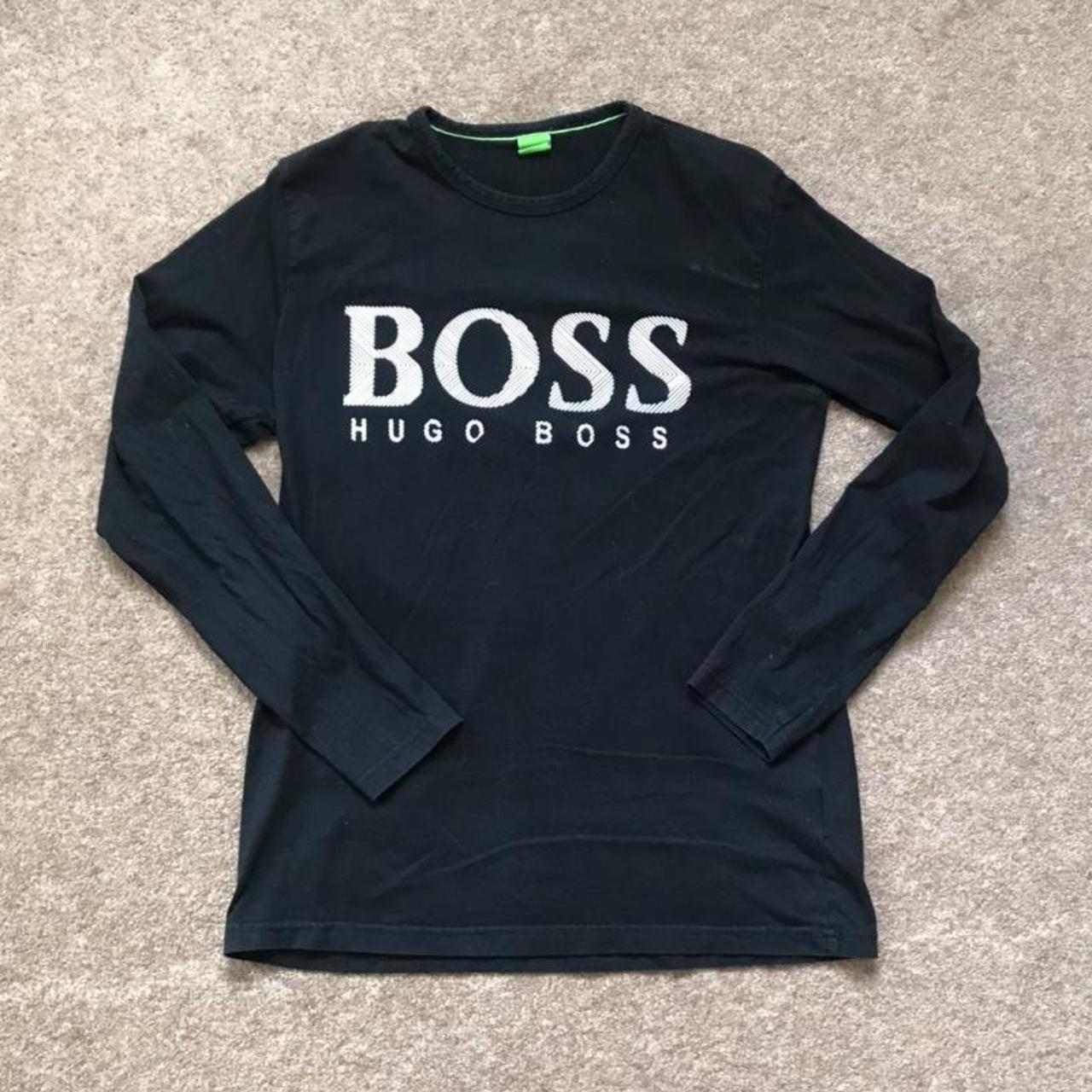 Hugo Boss Men's Black and White T-shirt | Depop