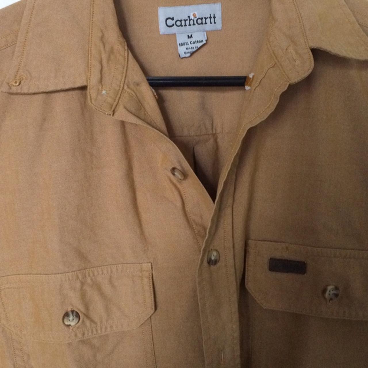 🦅 Men’s Carhartt Beige Work Wear Shirt Sz Medium... - Depop