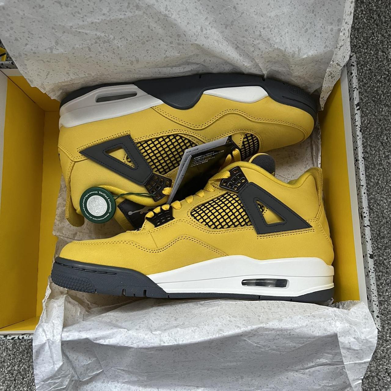 Jordan 4 - Lightning Yellow. Size 8.5/9 - Very Good... - Depop