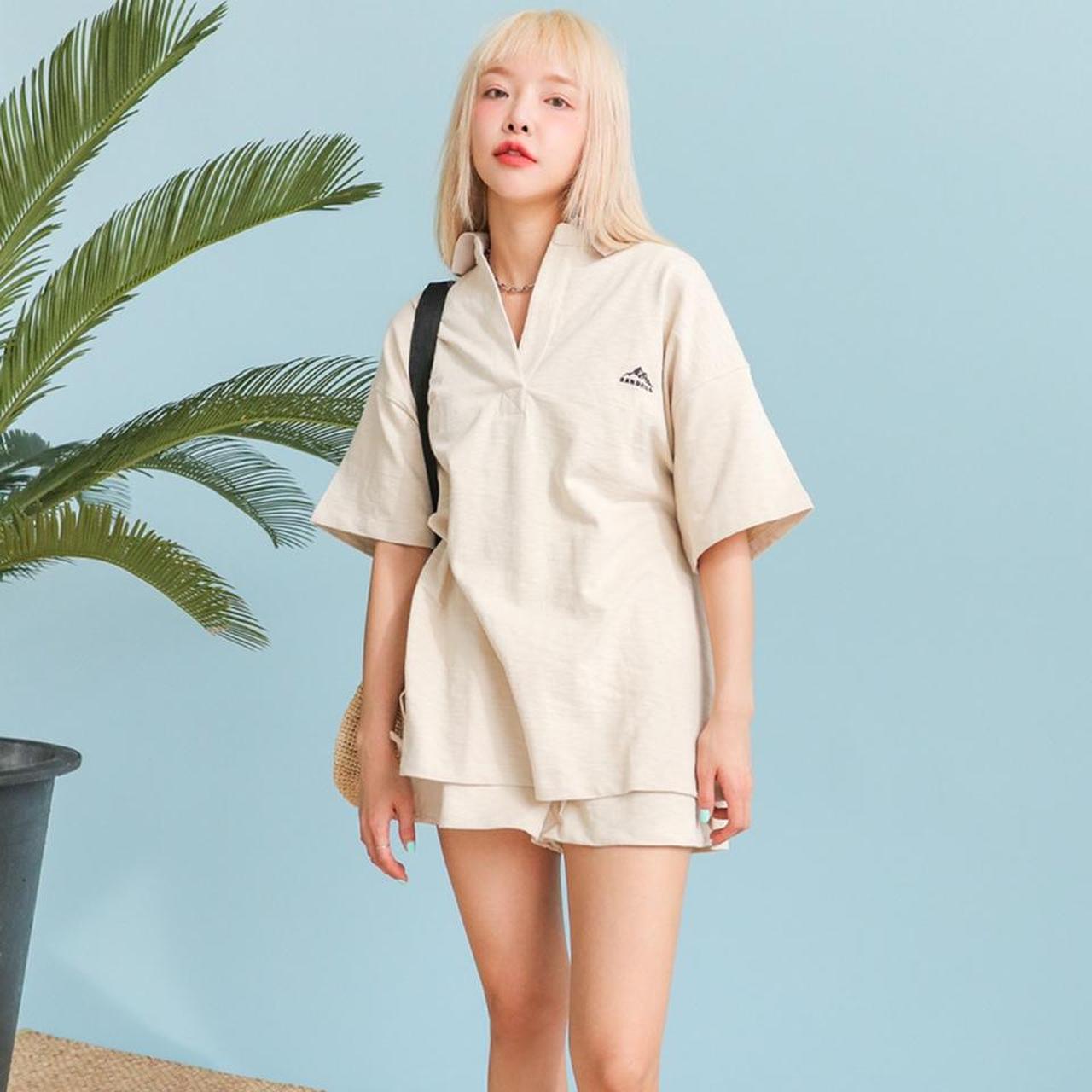 Stylenanda polo t shirt with small mountain Depop