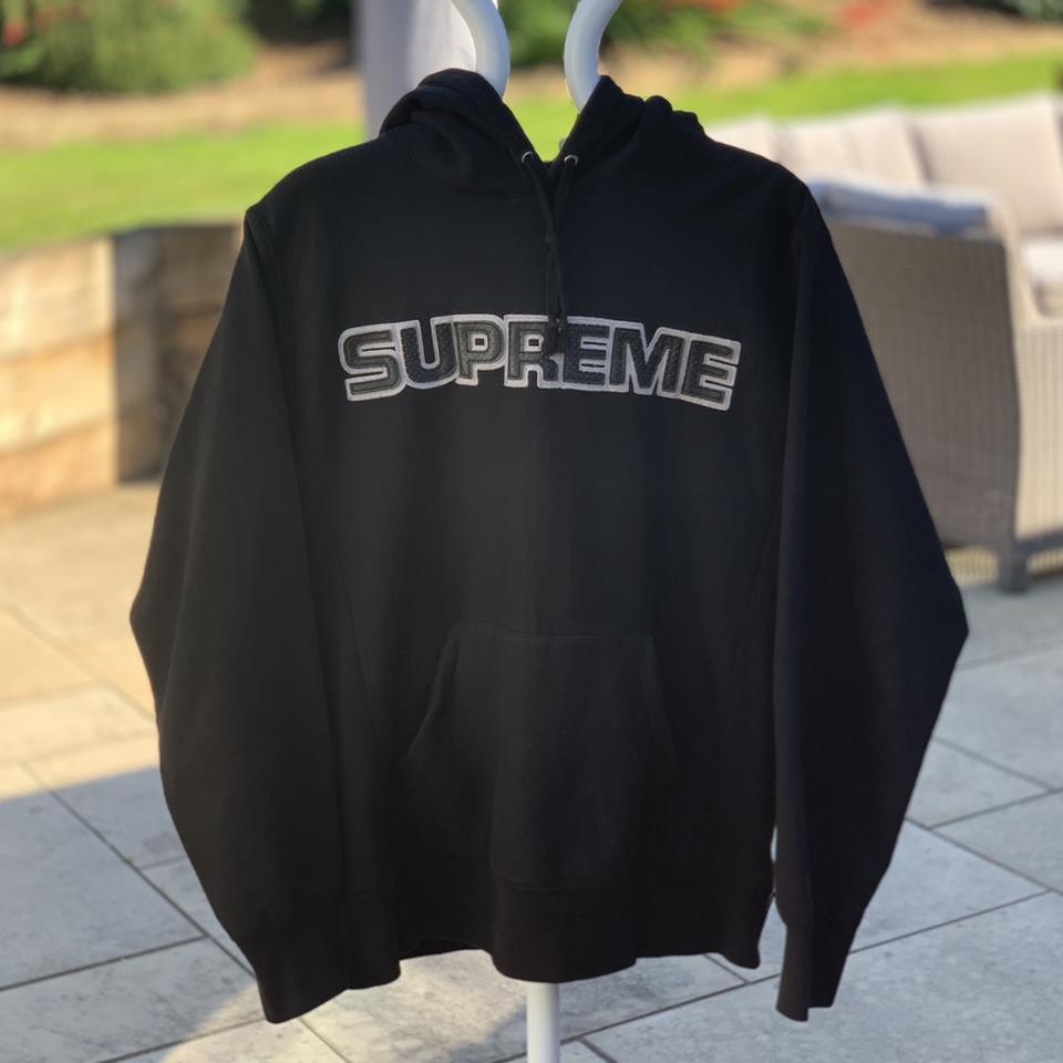 Supreme Perforated Leather Black Hoodie Size on... - Depop