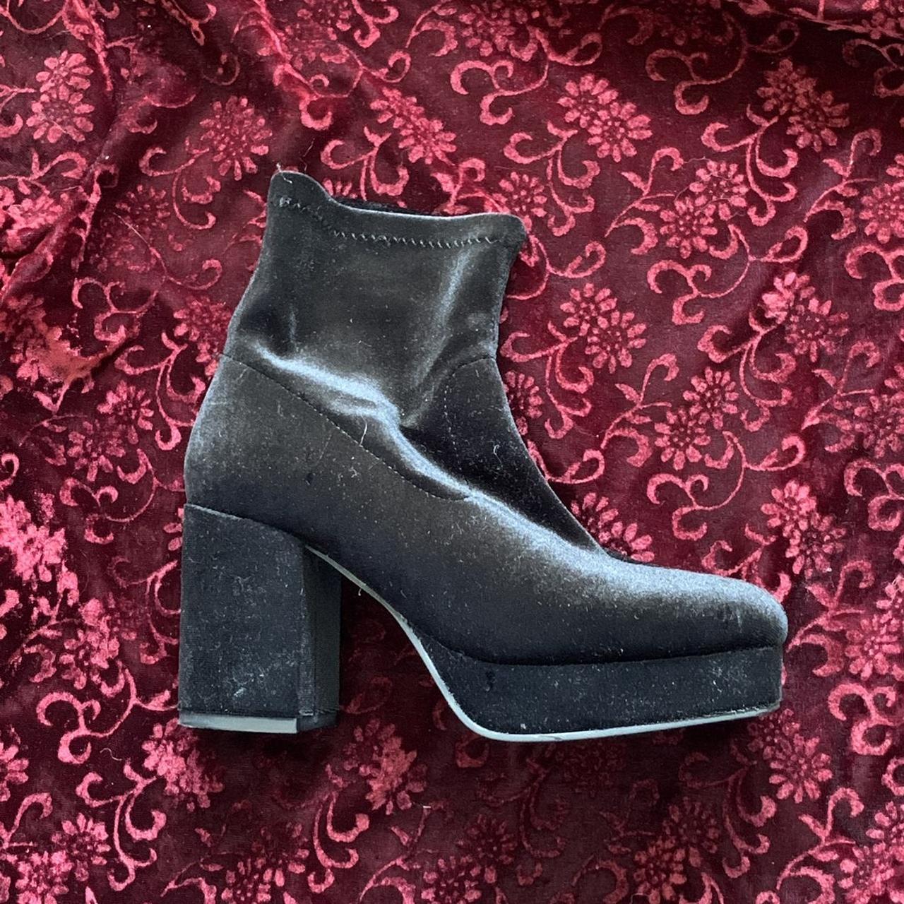 Black Velvet Platform Sock Boots Like A Witchy Depop 7088