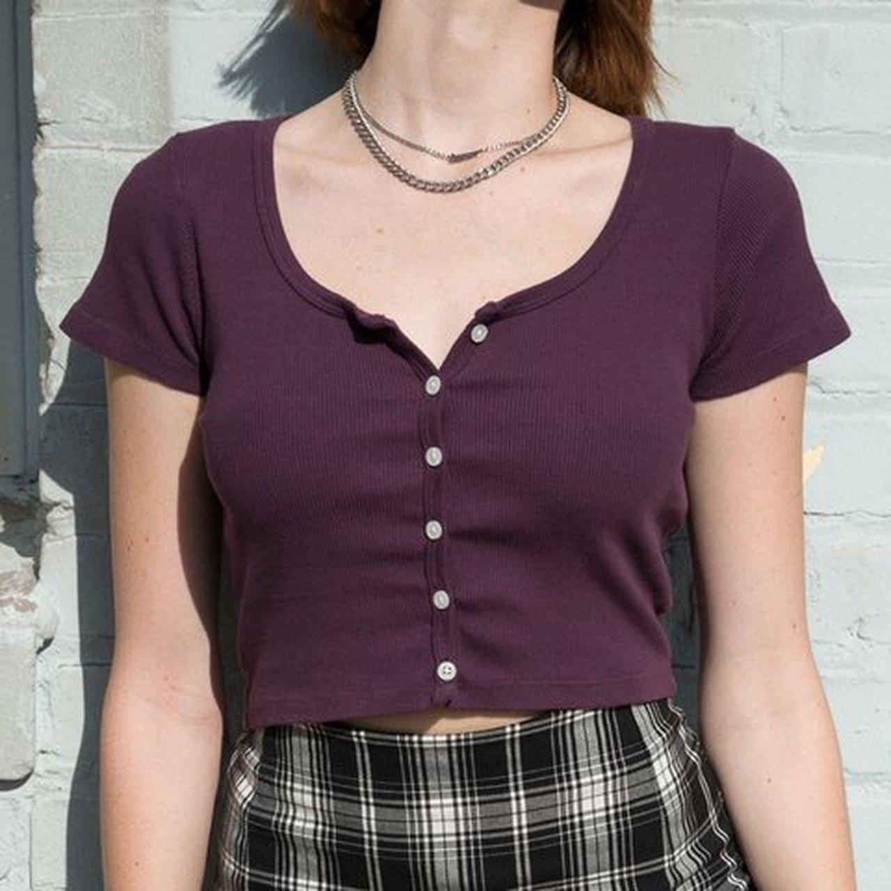 Reserved! Rare Brandy Melville Dark Purple Zelly Top... - Depop