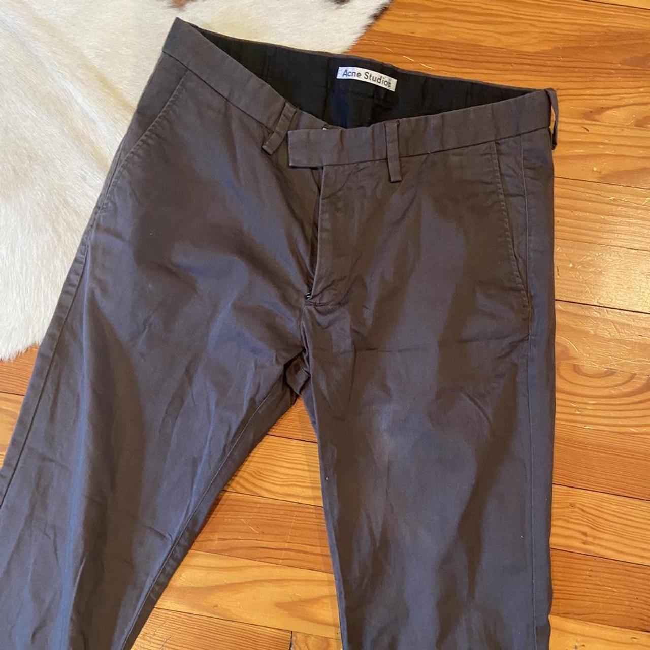 Acne studios max satin cotton slim-leg pants with... - Depop