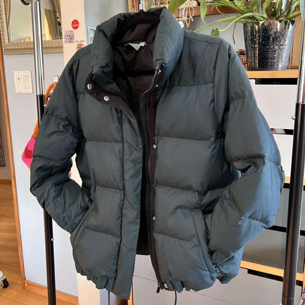 Athleta Navy/greenish Puffer Jacket Women’s... Depop