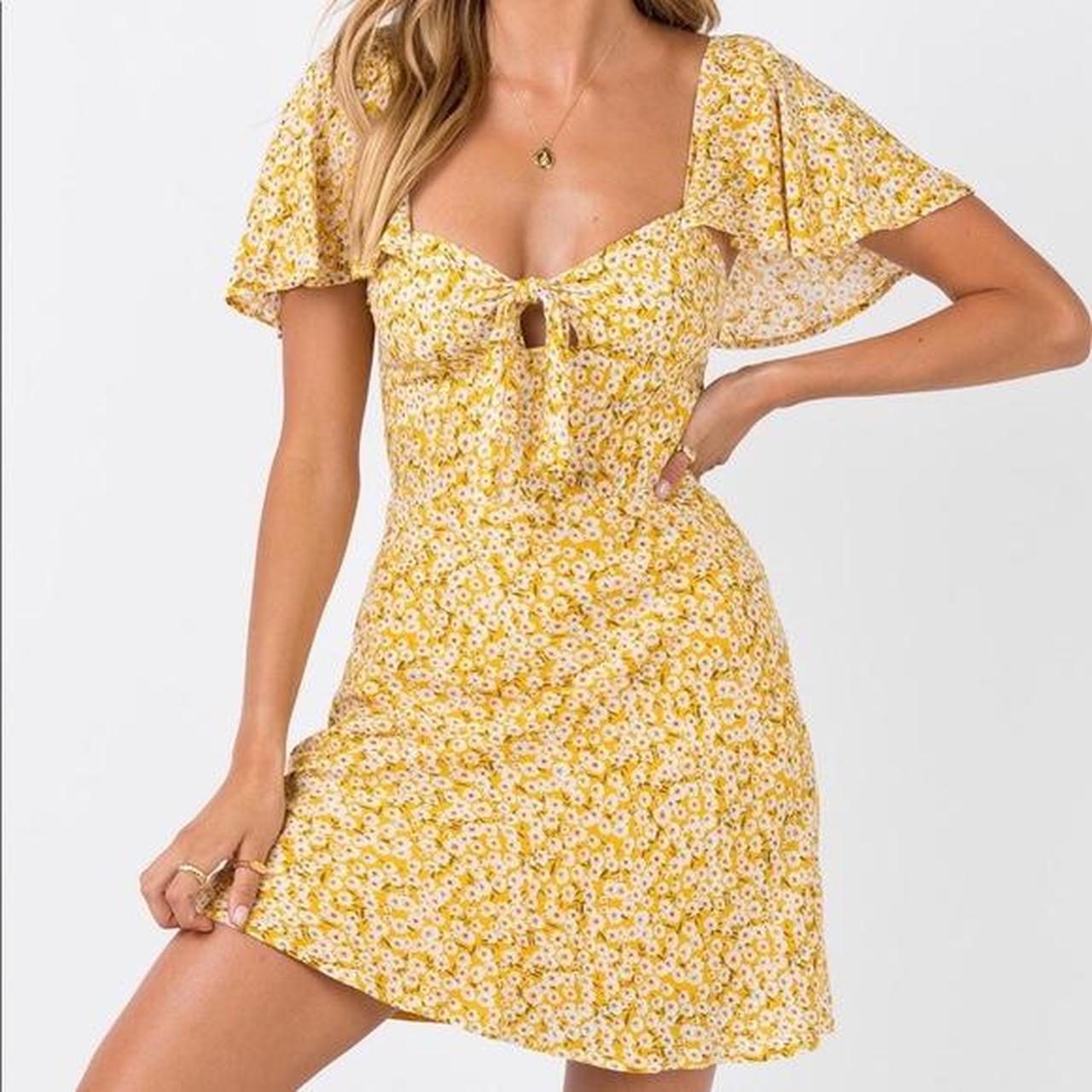 princess polly yellow floral mini dress size Depop