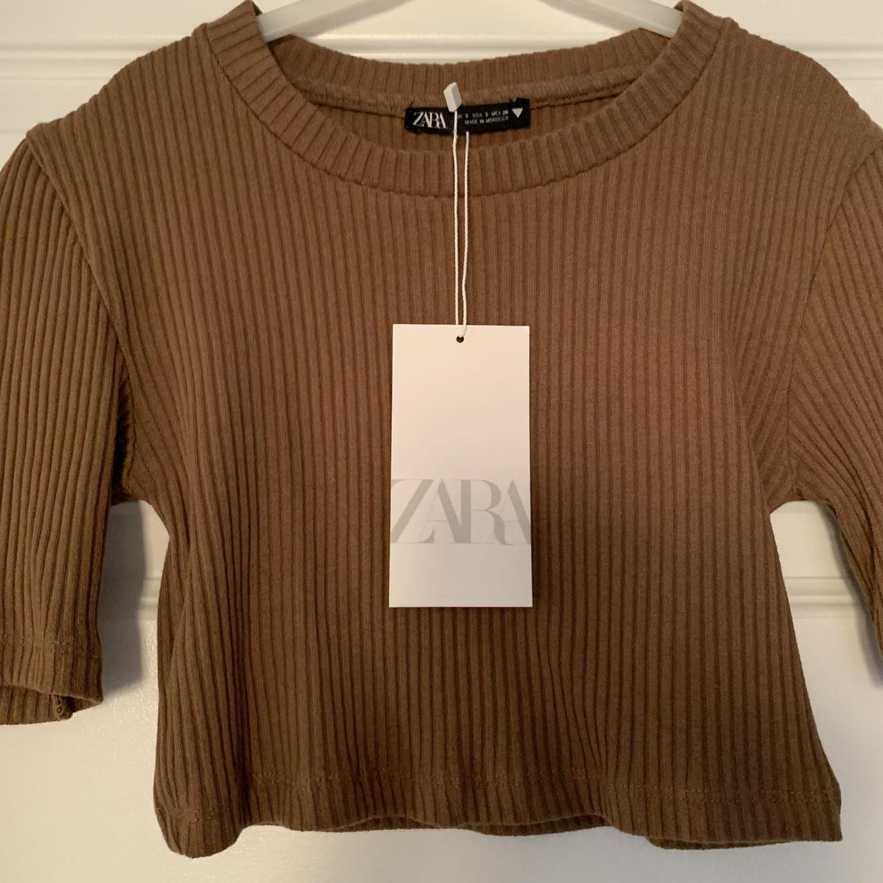 Zara Women's Brown Crop-top | Depop