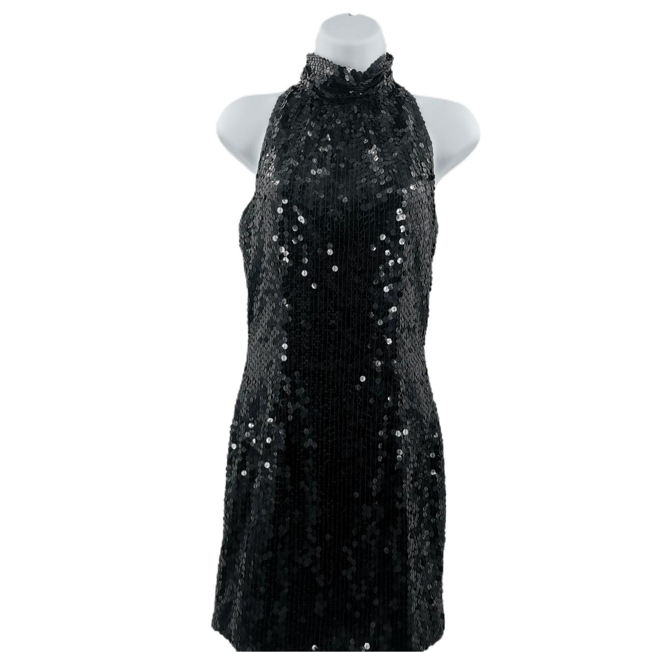 Black Sequin Halter Neck Mini Dress