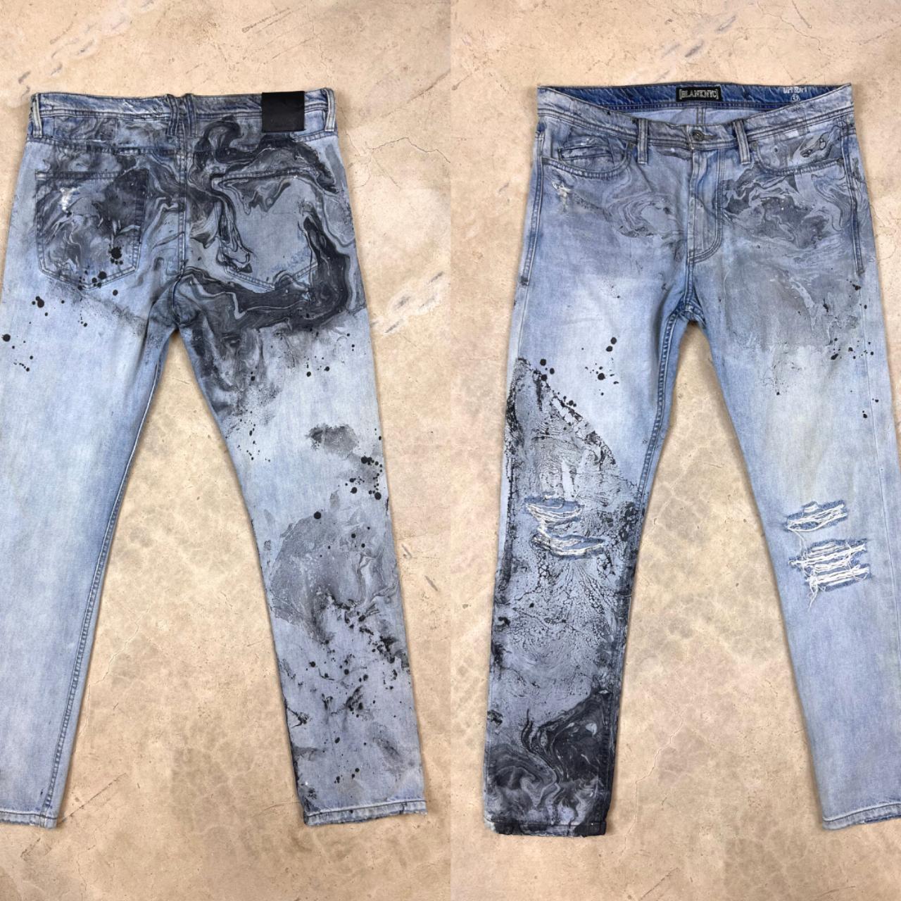 Light wash distressed skinny jeans reworked with... - Depop