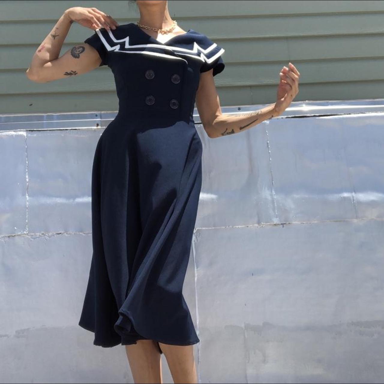 Navy blue sailor dress by “ Tatiana” clothing... Depop