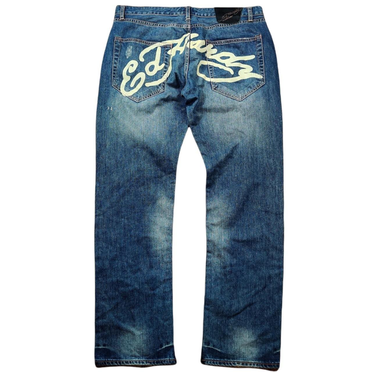 ED HARDY STRAIGHT JEANS BAGGY DENIM PANTS DRIP TRAP... - Depop