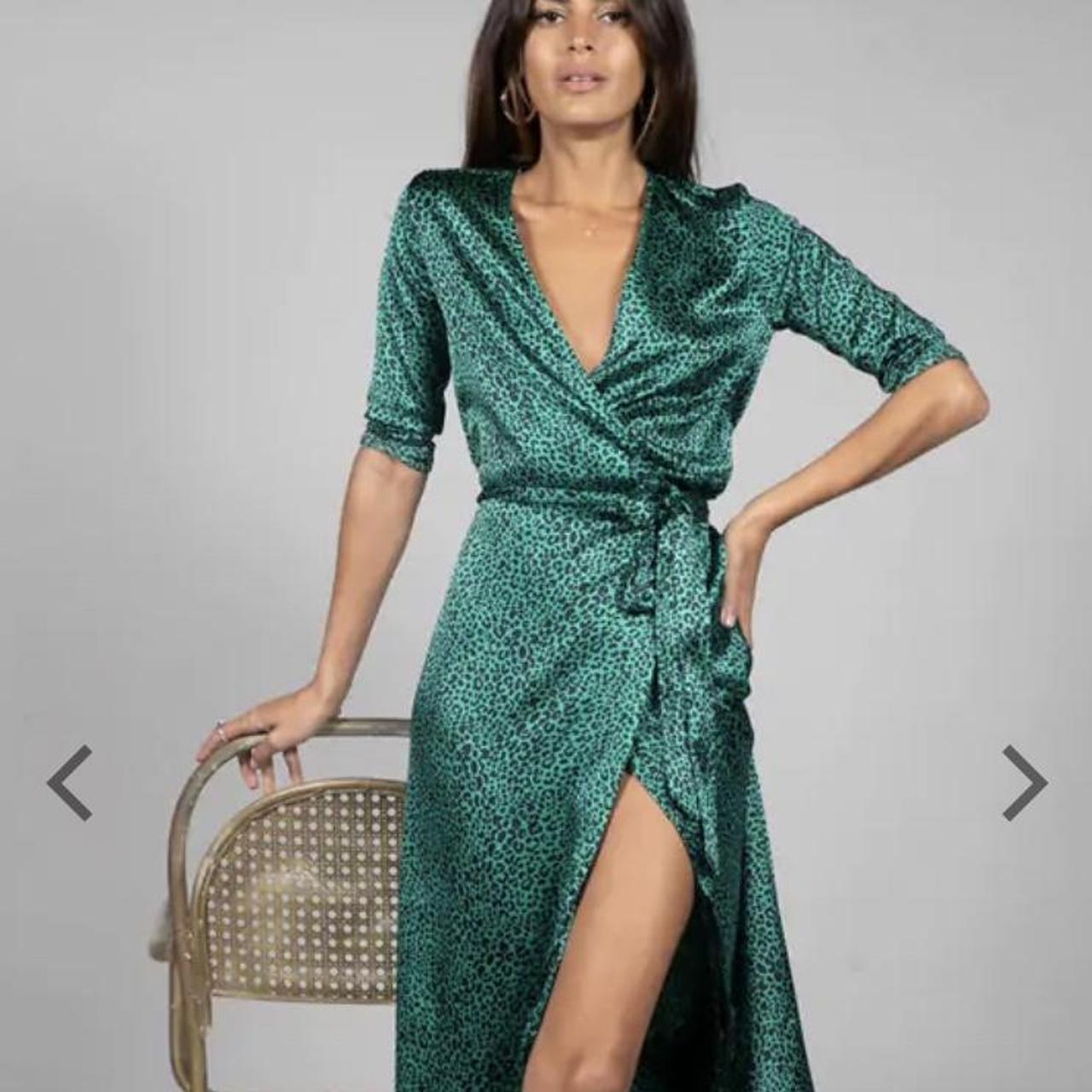 silk fred green wrap dress