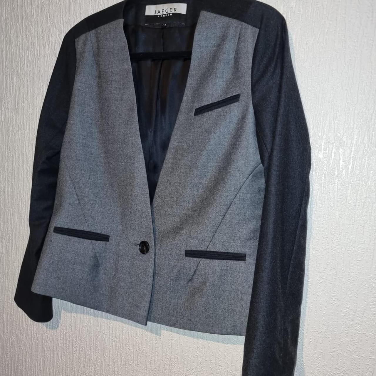 Jaeger Women's Grey and Black Jacket | Depop