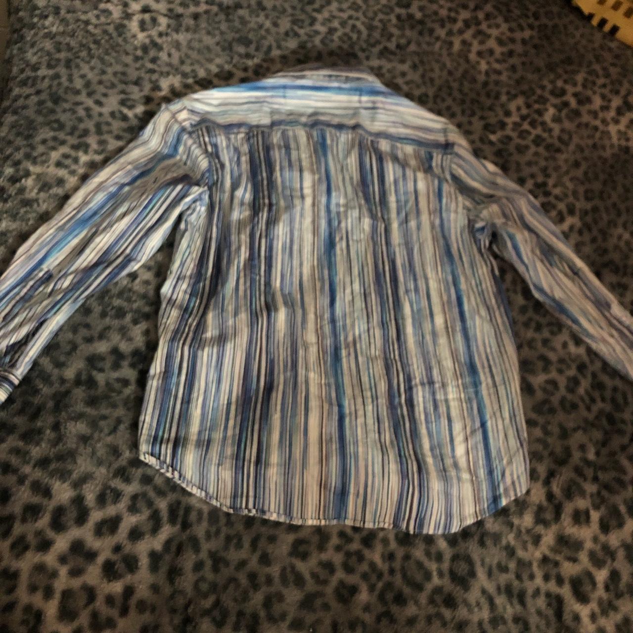 Striped blue/grey button up long sleeve shirt ! 👔... - Depop