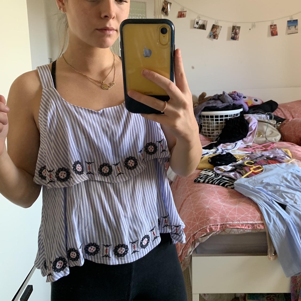 Lovely light blue flowy top size 4/6/8 depending on... Depop