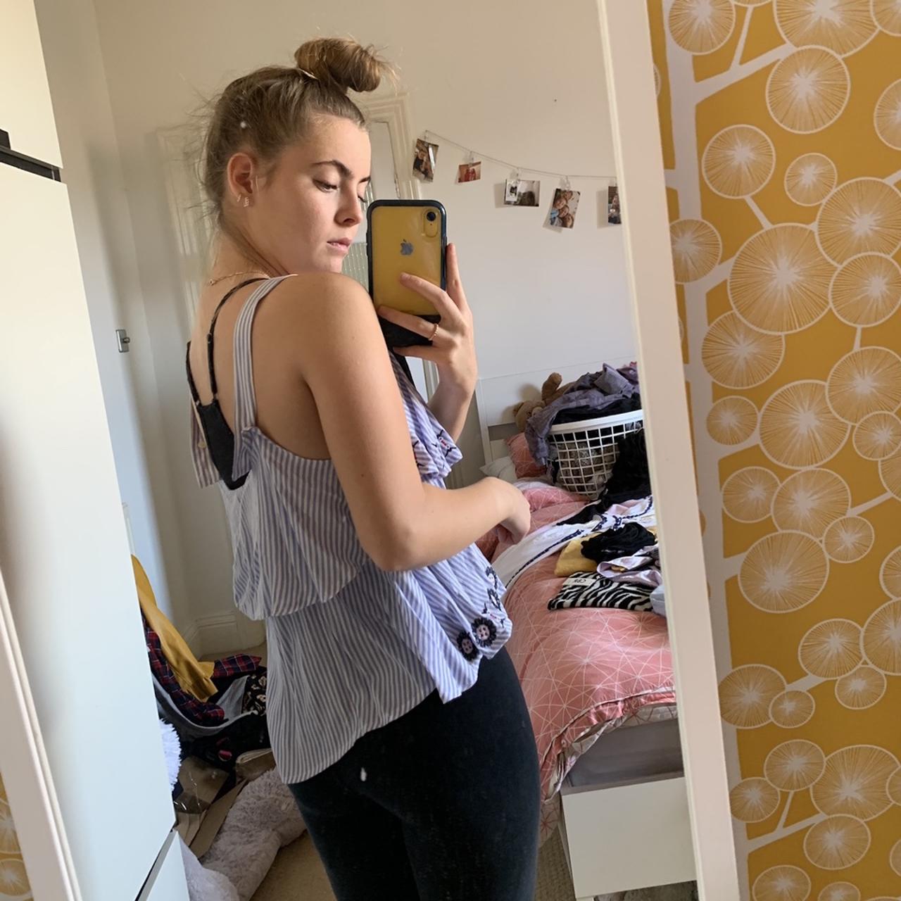 Lovely light blue flowy top size 4/6/8 depending on... Depop