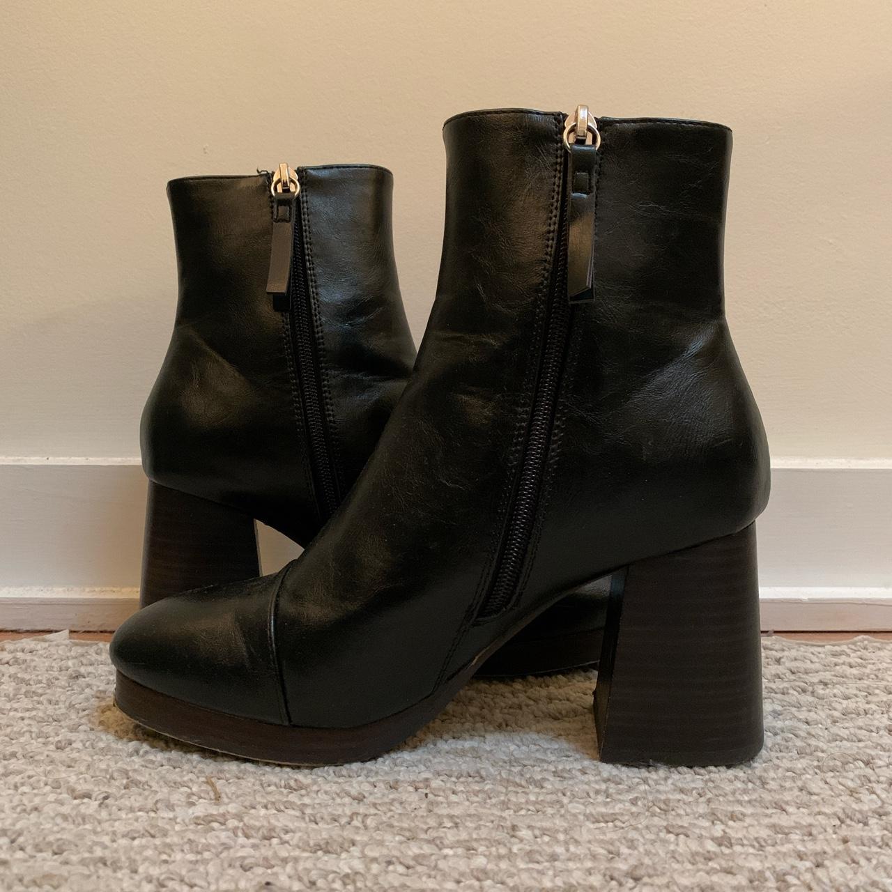 Block heel booties - black boots with 2.5-3inch heel... - Depop
