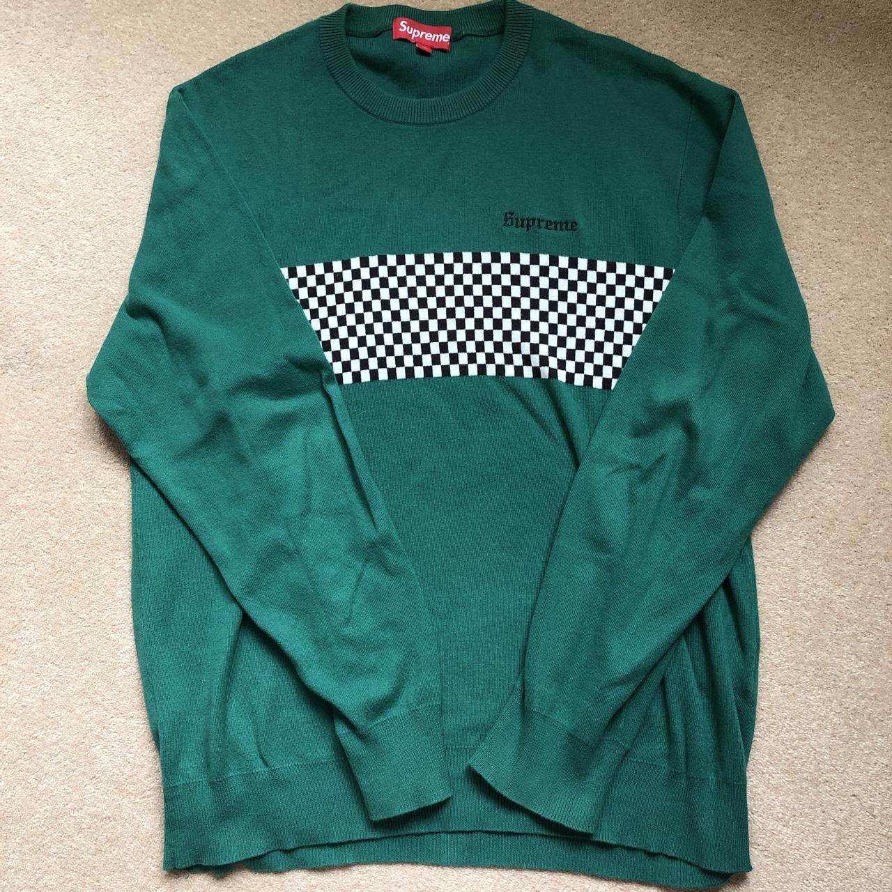 Supreme checkered panel crewneck (green) - Size... - Depop