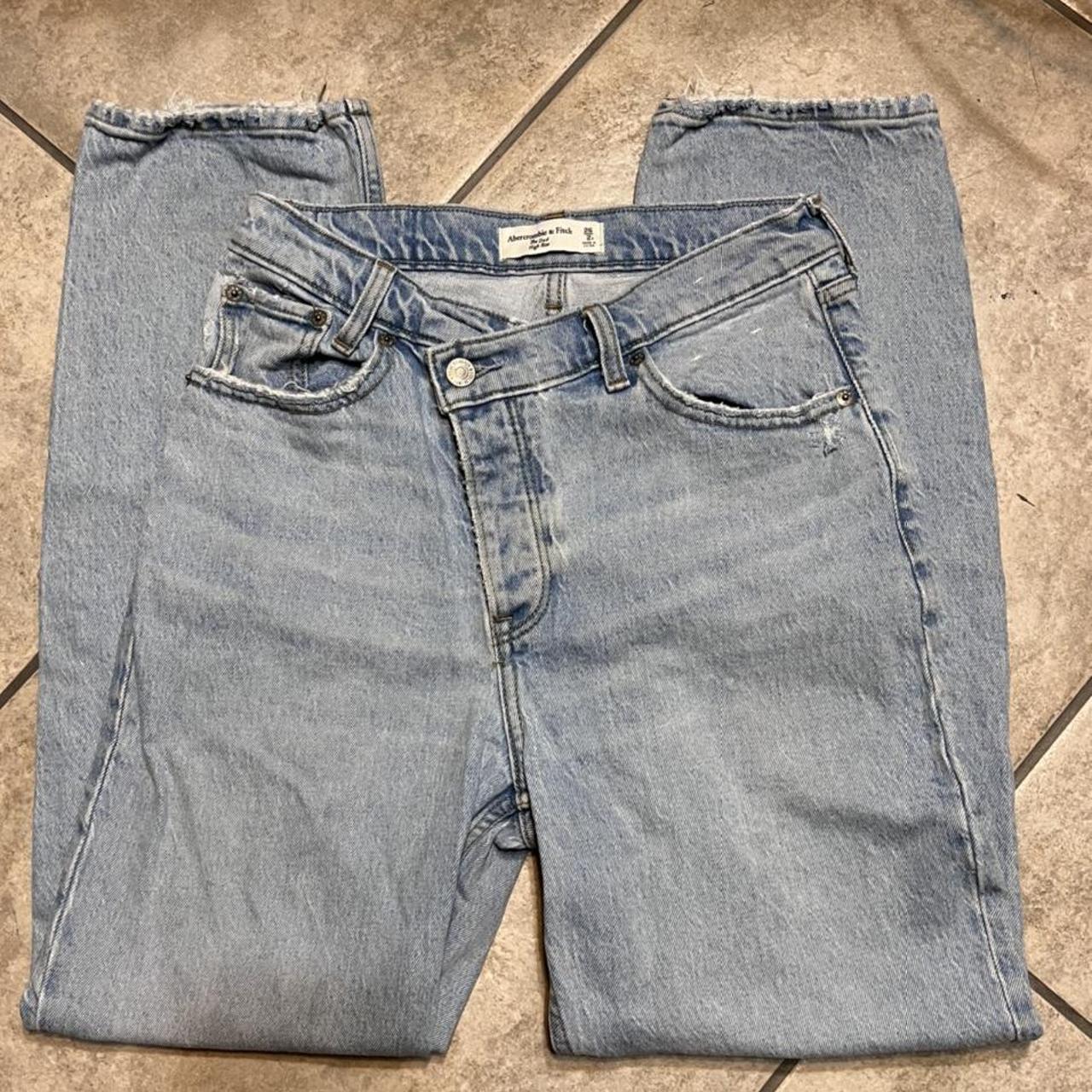 A&F high rise dad jeans in light wash. Has the criss... - Depop