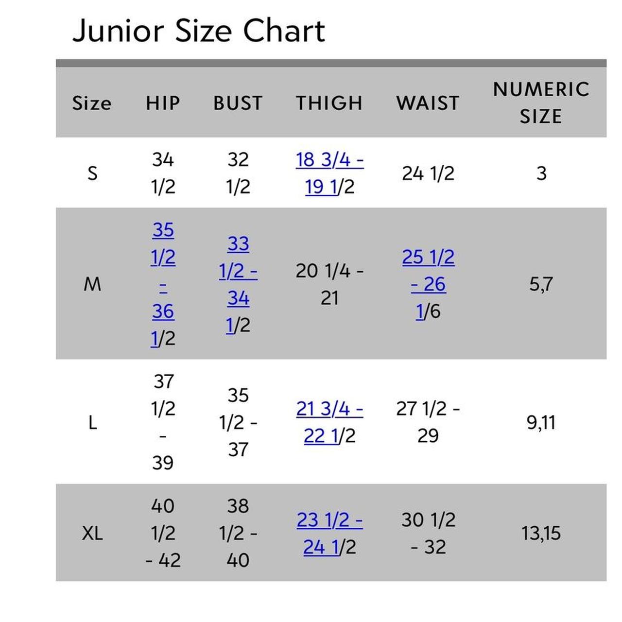 North face junior deals size chart