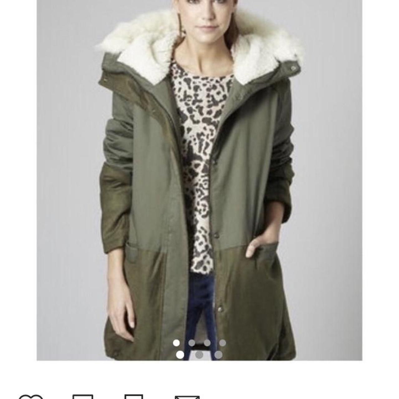 topshop green parka with fur hood